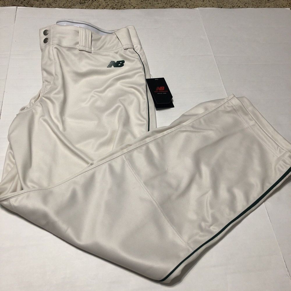 NWT New‎ Balance Men's Ivory  w/green  Baseball Piped Pants Athletic 44